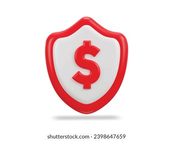 3d protect shield with dollar sign money safety insurance security and finance icon illustration