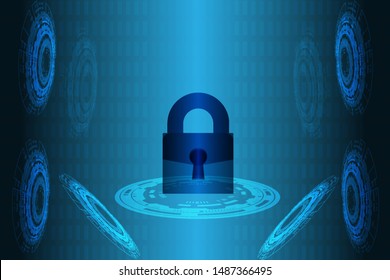 3D Protected guard shield security concept Security cyber digital with Social Global network mix media Abstract technology background protect system innovation concept vector illustration