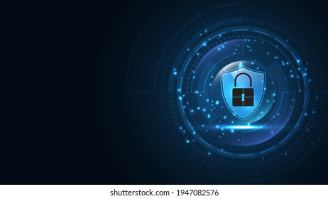 3D Protected guard shield security concept Security cyber digital Abstract technology background protect system innovation concept  vector illustration
