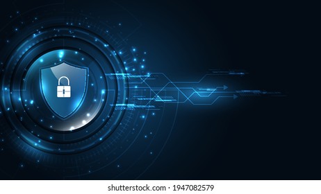 3D Protected Guard Shield Security Concept Security Cyber Digital Abstract Technology Background Protect System Innovation Concept  Vector Illustration
