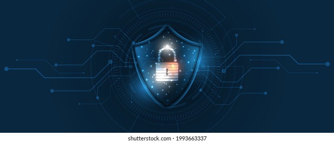 3D Protected guard shield security concept Security cyber digital Abstract technology background protect system innovation concept  vector illustration
