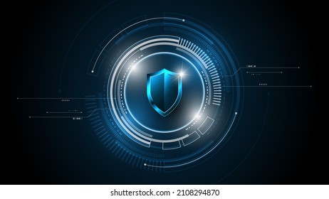 3D Protected guard shield security concept Security cyber digital Abstract technology background protect system innovation concept  vector illustration

