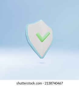 3D Schutzschild Symbol, Markierung auf Schild Symbol auf blauem Hintergrund, Sicherheitskonzept. Vektorgrafik.