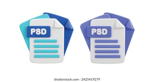 3d psd file icon vector illustration set