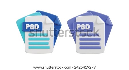 3d psd file icon vector illustration set