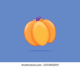 3.ª calabaza. icono o símbolo. Diseño de ilustración 3d minimalista. elementos de diseño de halloween y de acción de gracias. vector. fondo azul