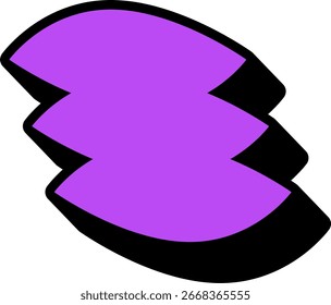 Icono de blob abstracto púrpura 3D en un estilo de dibujos animados retro. Ilustración vectorial de una forma orgánica o líquida extruida en negrita.