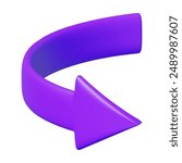 3D purple arrow on isolated background. Infographic or business concept. Stock vector illustration.	
