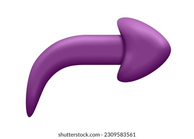 3D purple arrow to the right in the form of a Share or send sign. Vector illustration of a miniature arrow or pointer in the form of an icon or button for applications and a website