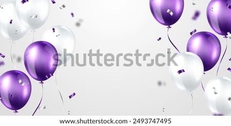 3d purple balloon design background vector banner template beautiful illustration