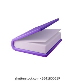 3d Purple book vector illustration, capturing knowledge and education. Perfect for e-learning, publishing, and academic themes. Colorful, modern design ideal for digital projects and print.