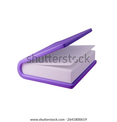 3d Purple book vector illustration, capturing knowledge and education. Perfect for e-learning, publishing, and academic themes. Colorful, modern design ideal for digital projects and print.