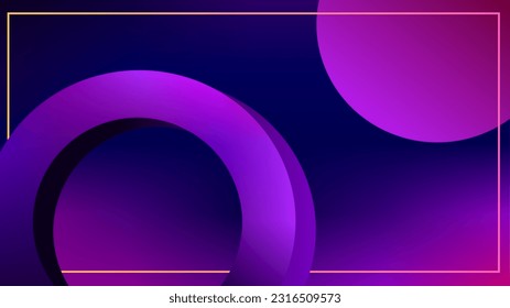 3D purple circle frame over twilight gradient background