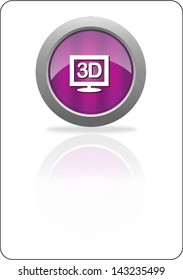 3d purple circle web icon with shadow on white background