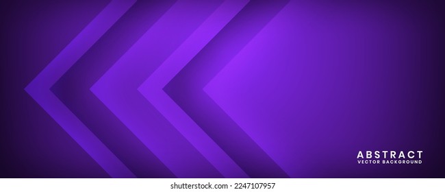 3D purple geometric abstract background overlap layer on dark space with cutout effect decoration. Minimalist graphic design element arrow style concept for banner, flyer, card, cover, or brochure