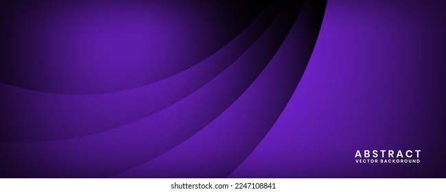 3D purple geometric abstract background overlap layer on dark space with waves effect decoration. Minimalist graphic design element cutout style concept for banner, flyer, card, cover, or brochure