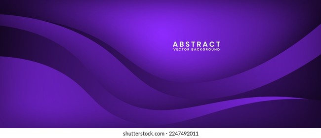 3D purple geometric abstract background overlap layer on dark space with waves effect decoration. Minimalist graphic design element cutout style concept for banner, flyer, card, cover, or brochure