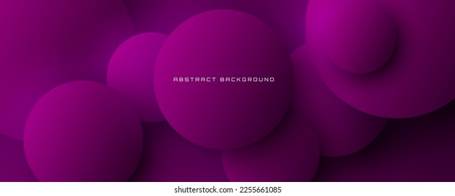 3D violetter, geometrischer abstrakter Hintergrund überschneidet Schicht auf dunklem Raum mit kreisförmigen Dekorationen. Minimalistisches Design-Element-Zukunftskonzept für Banner, Flyer, Karten, Cover oder Broschüren