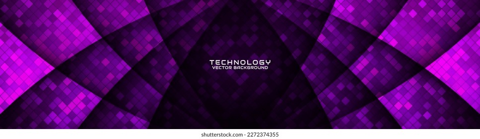 3D purple geometric abstract background overlap layer on dark space with rhombus pattern decoration. Graphic design element cutout effect style concept for banner, flyer, card, or brochure cover