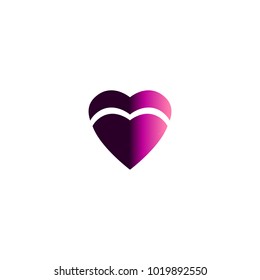 3d Purple heart isolated  vector logo