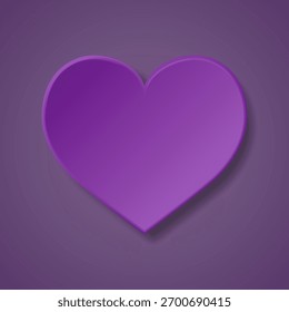 Forma de corazón púrpura 3D sobre fondo violeta oscuro Ilustración vectorial