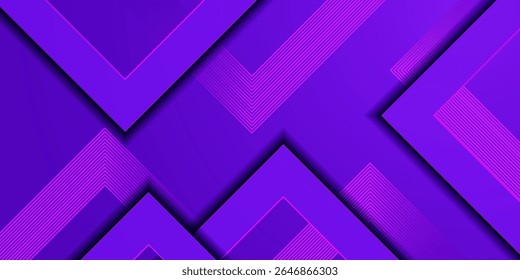 Linhas roxas 3D abstrato fundo sobrepor camada no espaço escuro com decoração de efeito de setas. Design gráfico moderno. eps 10
