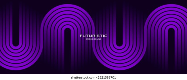 3D purple lines techno abstract background overlap layer on dark space with rounded shapes effect decoration. Modern graphic design element stripes style concept for web banner, card or brochure cover