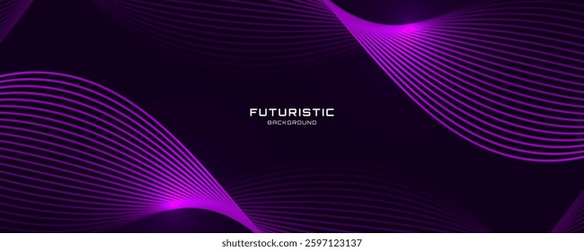 3D purple lines techno abstract background overlap layer on dark space with waves effect decoration. Modern graphic design element stripes style concept for web, poster, flyer, card, or brochure cover