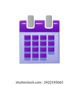 3D Purple Monthly Calendar Binder for Time Management and Scheduling.