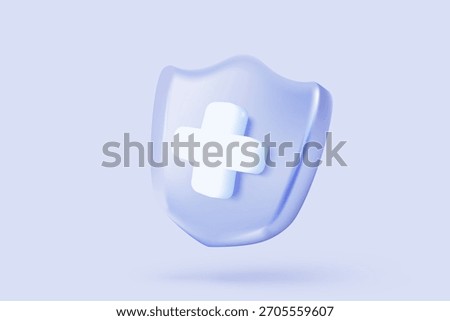 3d purple plus glass icon. First aid and health care with pure medical. Medical symbol of emergency help. 3d math signs icon vector render illustration