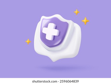 3d purple plus icon on the white colours background. First aid and health care with pure medical. Medical symbol of emergency help. 3d math signs icon vector render illustration