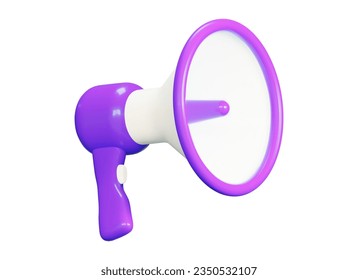 3d purple realistic megaphone on isolated background. Stock vector illustration.
