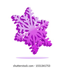 3d purple snowflake isolated on white gradient background.