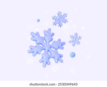 floco de neve roxo 3d com abstrato redondo