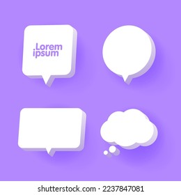 3.ª burbuja violeta de habla chat conjunto de colección de iconos afiche y concepto de pegatina Banner