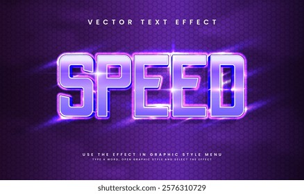 3d Purple speed editable vector text effect, suitable for modern technology concept