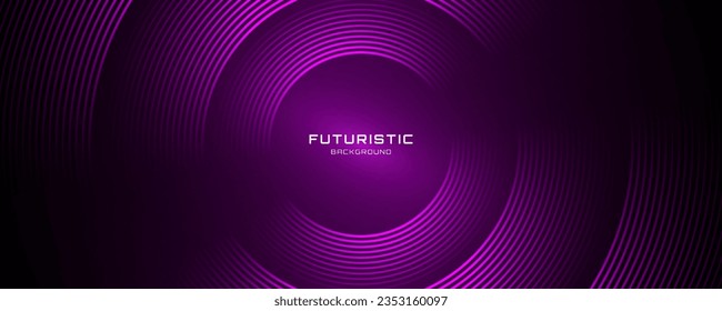 3D purple techno abstract background overlap layer on dark space with glowing circle lines decoration. Modern graphic design element future style concept for banner, flyer, card, or brochure cover