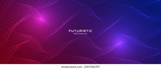 3D purple techno abstract background overlap layer on dark space with glowing waves shape effect decoration. Modern graphic design element dots style concept for banner, flyer, card or brochure cover