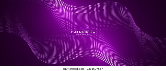 3D purple techno abstract background overlap layer on dark space with glowing waves shape effect decoration. Modern graphic design element dots style concept for banner, flyer, card or brochure cover