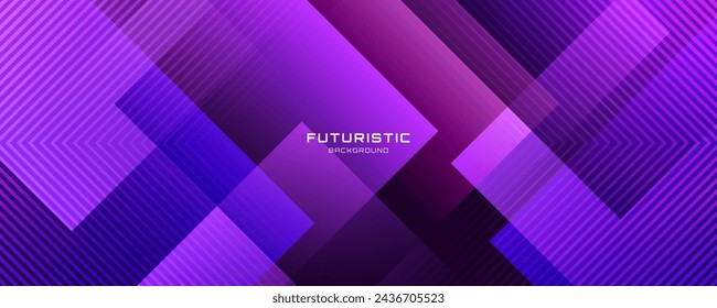 3D purple techno abstract background overlap layer on dark space with glowing squares effect decoration. Modern graphic design element lines style concept for web banner, flyer, card or brochure cover