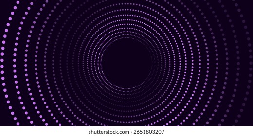 3D purple techno background. Big data visualization on dark space with dotted lines shape decoration. Modern graphic design element dots circle style concept for banner, flyer, card, cover or brochure