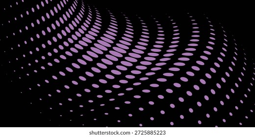 Fondo de tecno púrpura 3D. Visualización de big data en espacio oscuro con líneas de puntos en forma de decoración. Concepto moderno del estilo del círculo de los puntos del elemento de Diseño gráfico para el Anuncio, el volante, la tarjeta, la cubierta o el folleto