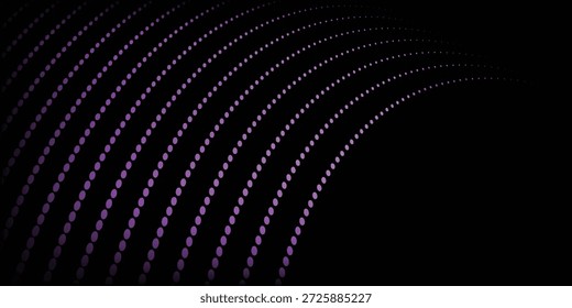 Fondo de tecno púrpura 3D. Visualización de big data en espacio oscuro con líneas de puntos en forma de decoración. Concepto moderno del estilo del círculo de los puntos del elemento de Diseño gráfico para el Anuncio, el volante, la tarjeta, la cubierta o el folleto