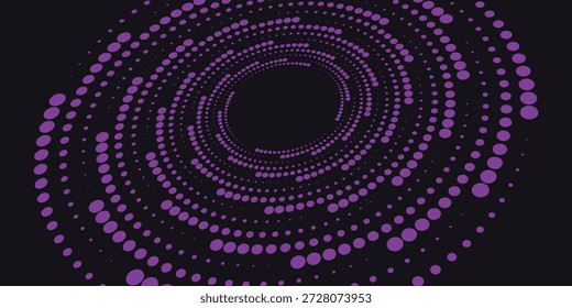 3D purple techno background. Big data visualization on dark space with dotted lines shape decoration. Modern graphic design element dots circle style concept for banner, flyer, card, cover or brochure