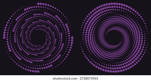 Fondo de tecno púrpura 3D. Visualización de big data en espacio oscuro con líneas de puntos en forma de decoración. Concepto moderno del estilo del círculo de los puntos del elemento de Diseño gráfico para el Anuncio, el volante, la tarjeta, la cubierta o el folleto