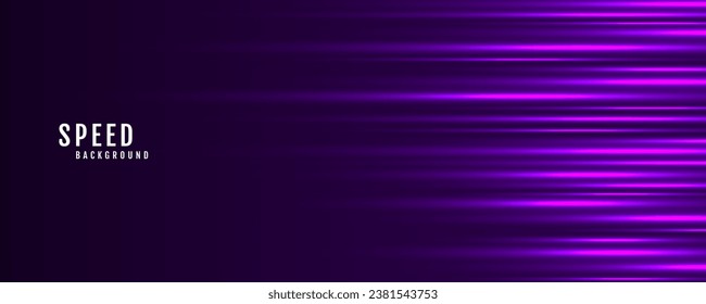 3D purple techno geometric background on dark space with glow lines motion effect decoration. Modern graphic design element panoramic high speed style concept for banner, flyer, card or brochure cover