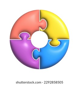 3 quinquies rompecabezas. El círculo está hecho de acertijos. Icono para sitios web, aplicaciones y diseño creativo