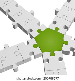3D Puzzle Connection / Teamwork symbolism