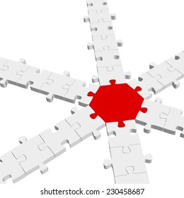 3D Puzzle Connection / Teamwork symbolism