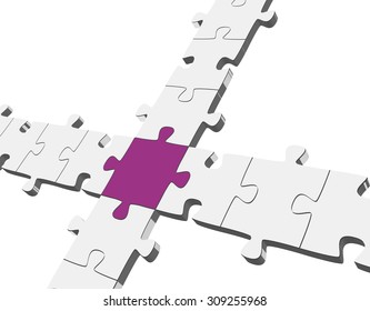 3D Puzzle Connection / Teamwork symbolism